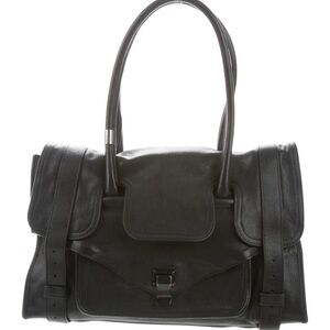 Proenza Schouler Black Leather Satchel with Front Flap